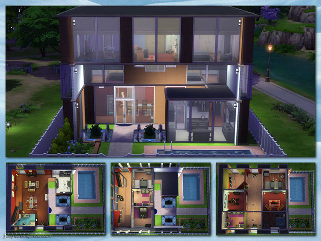 Sims 4 Modern Cube house by Sim4fun at TSR