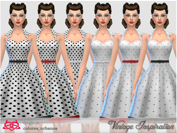 Sims 4 Recolor Rockabilly Dress4 lunares 2 by Colores Urbanos at TSR