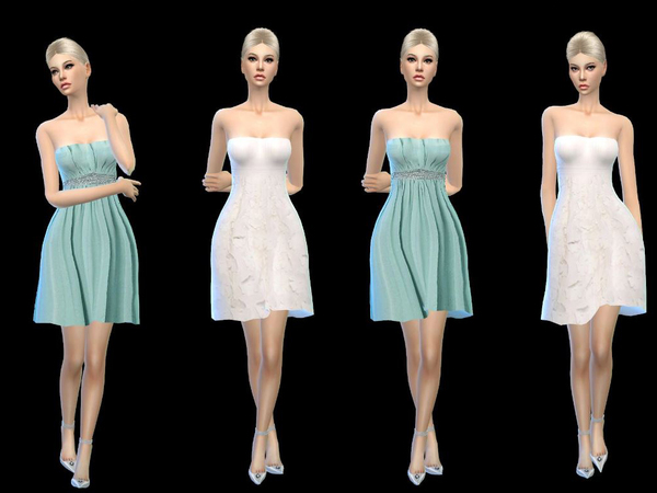 Sims 4 Romantic dresses in mint and white by simsoertchen at TSR