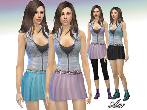 Sims 4 Skirt and Gilet set at Altea127 SimsVogue