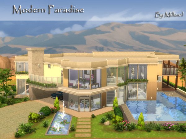 Sims 4 Modern Paradise house by millasrl at TSR