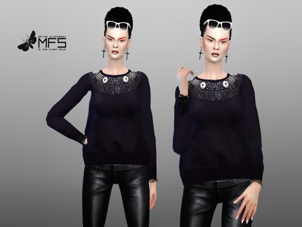 Sims 4 MFS Fringed Jumper by MissFortune at TSR