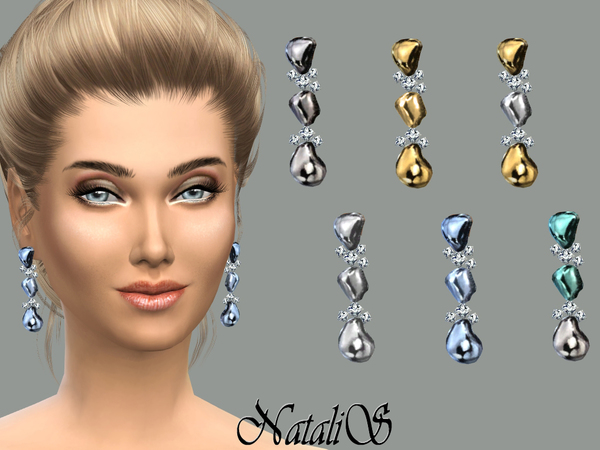 Sims 4 Liqiud metal droplet earrings by NataliS at TSR