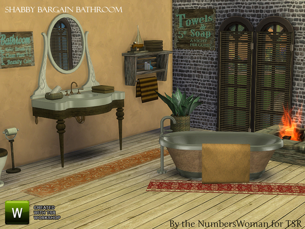 Sims 4 Bargain Shabby Chic Bathroom by TheNumbersWoman at TSR