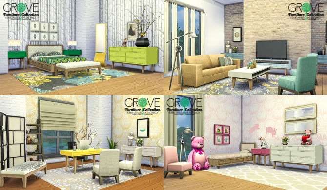 Sims 4 Grove Furniture Collection by Peacemaker IC at Simsational Designs