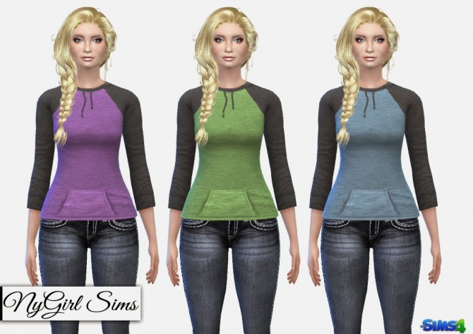 Sims 4 Hooded Pullover Shirt with Ties at NyGirl Sims