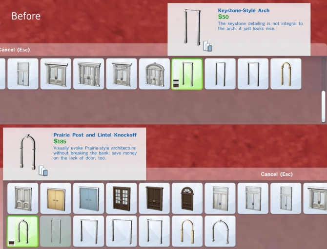 Sims 4 Catalogue text fix for two arches by plasticbox at Mod The Sims