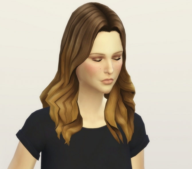 Sims 4 GP 01 Long Wavy Parted Ombre hair edit at Rusty Nail