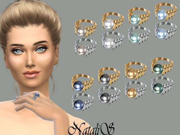 Sims 4 Spike and pearl ring by NataliS at TSR
