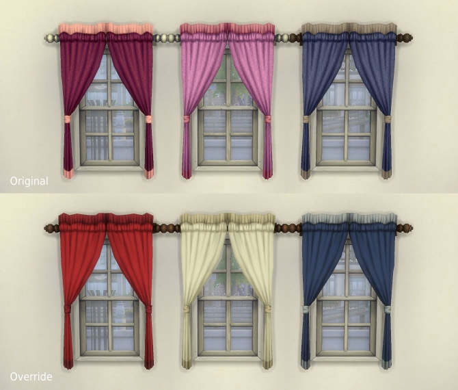 Sims 4 One Tile “Caress” Curtain + Overrides by plasticbox at Mod The Sims