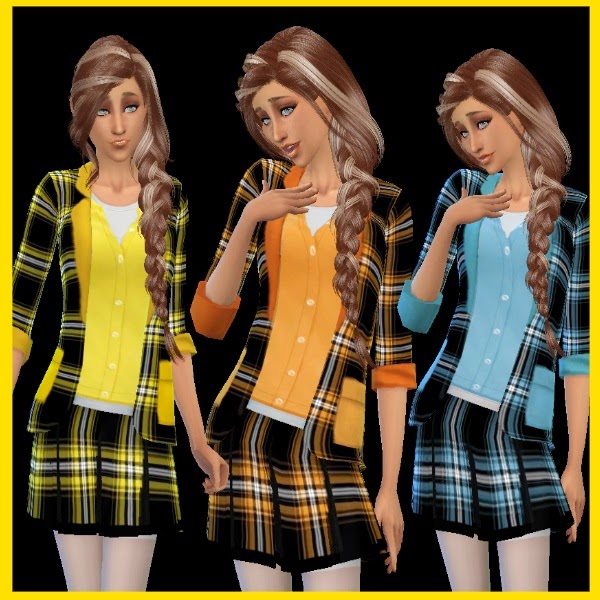 Sims 4 Checked jacket and skirt combo at Dachs Sims