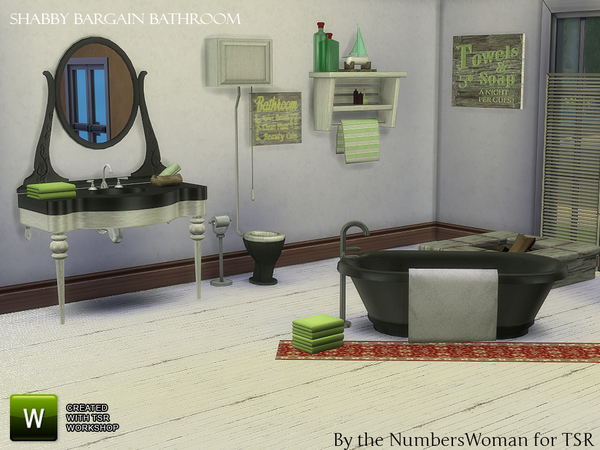 Sims 4 Bargain Shabby Chic Bathroom by TheNumbersWoman at TSR