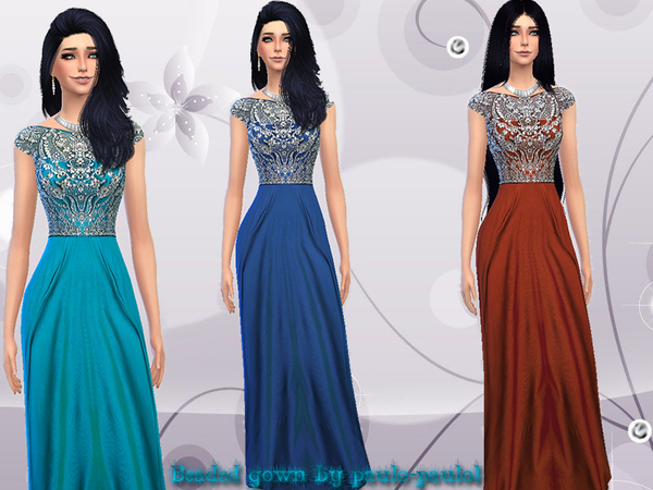 Sims 4 Beaded gown by paulo paulol at TSR