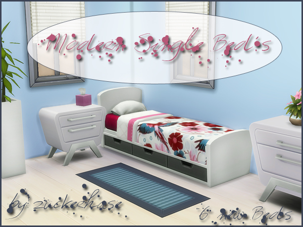 Sims 4 Modern Single Beds by zuckerhase at Akisima