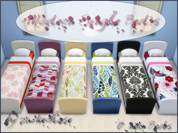Sims 4 Modern Single Beds by zuckerhase at Akisima