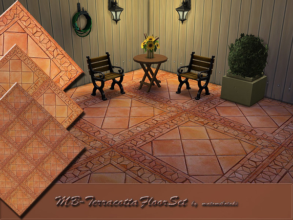 Sims 4 MB Terracotta Floor Set by matomibotaki at TSR