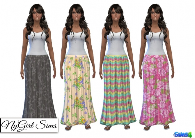 Sims 4 TS3 Patterned Maxi Skirts at NyGirl Sims