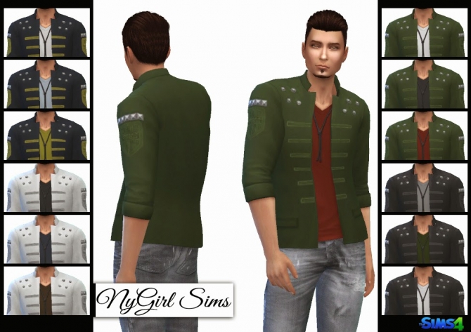 Sims 4 Military Jacket with V Neck Tee at NyGirl Sims