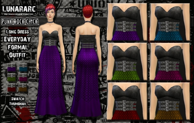 Sims 4 Punk Rock Chick Long Dress at Lunararc