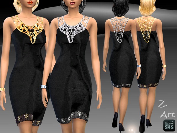 Sims 4 Black Glam dress by Zuckerschnute20 at TSR