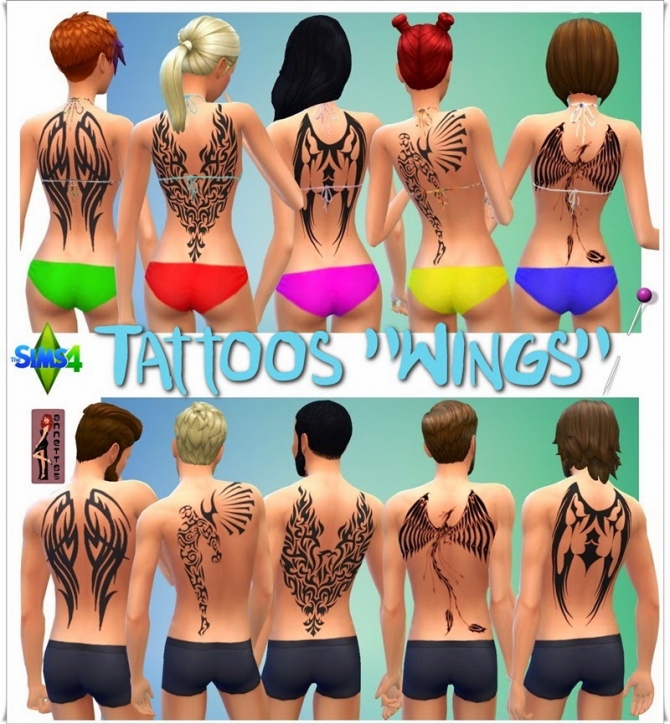 Sims 4 Wings tattoos at Annett’s Sims 4 Welt