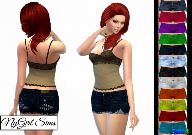 Sims 4 Studded Pocket Fray Shorts at NyGirl Sims