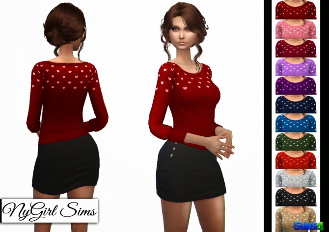 Sims 4 Valentines Pullover Sweater with Mini Skirt at NyGirl Sims