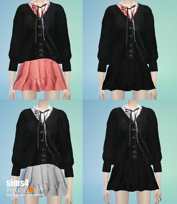 Sims 4 Top, dresses, hat and bracelet at Marigold