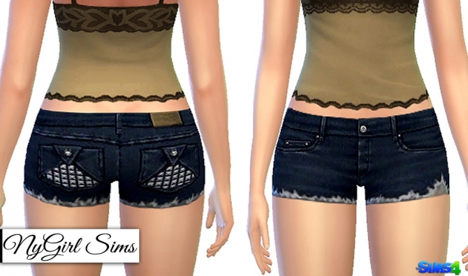 Sims 4 Studded Pocket Fray Shorts at NyGirl Sims