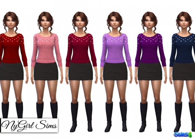 Sims 4 Valentines Pullover Sweater with Mini Skirt at NyGirl Sims