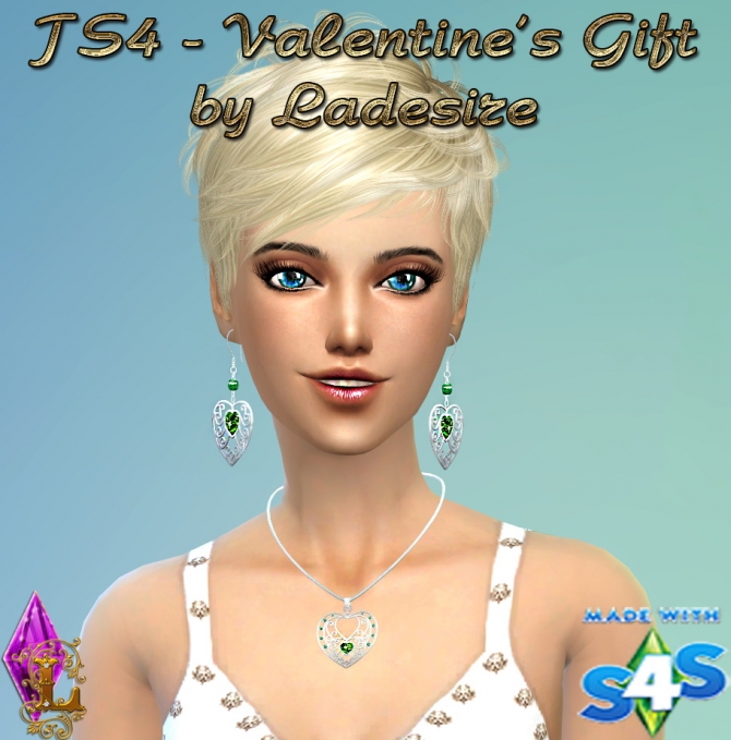 Sims 4 Valentines Gift necklace and earrrings at Ladesire