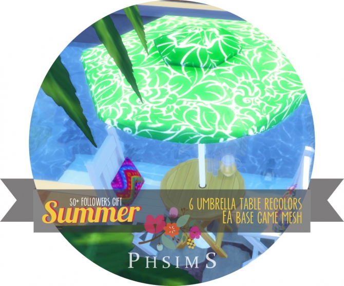 Sims 4 SUMMER umbrella table recolor at PHSIMS