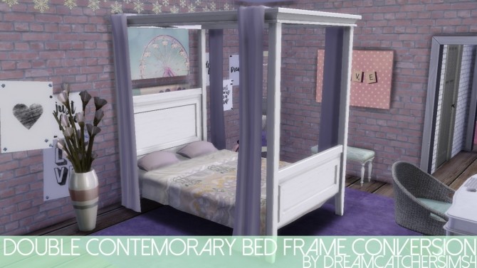 Sims 4 Double Contemporary Bed Frame Conversion at DreamCatcherSims4