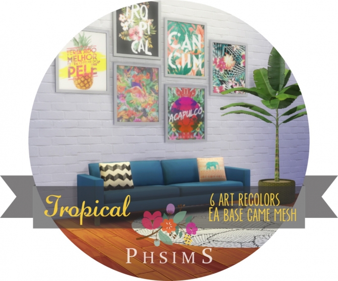 Sims 4 TROPICAL wall art at PHSIMS