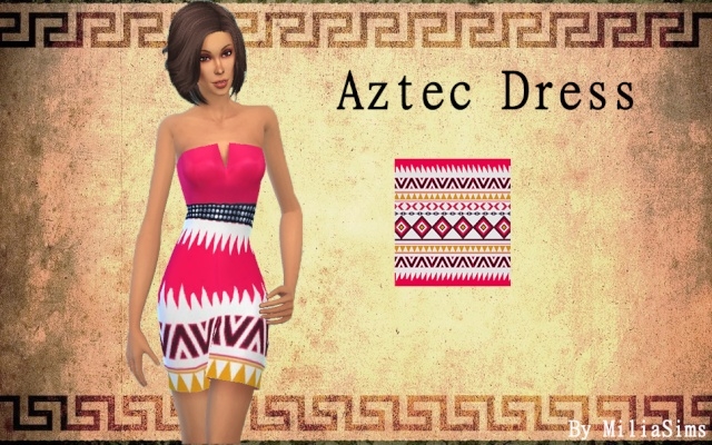 Sims 4 AZTEC dress by Milia at Sims Artists