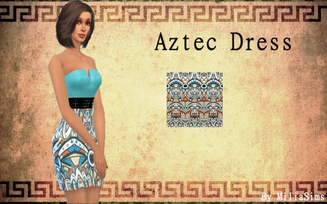 Sims 4 AZTEC dress by Milia at Sims Artists