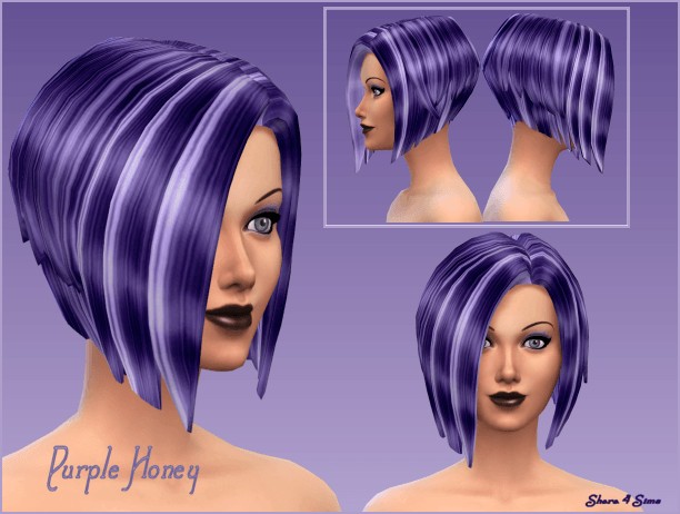 Sims 4 Purple Honey Hair retexture at Shara 4 Sims