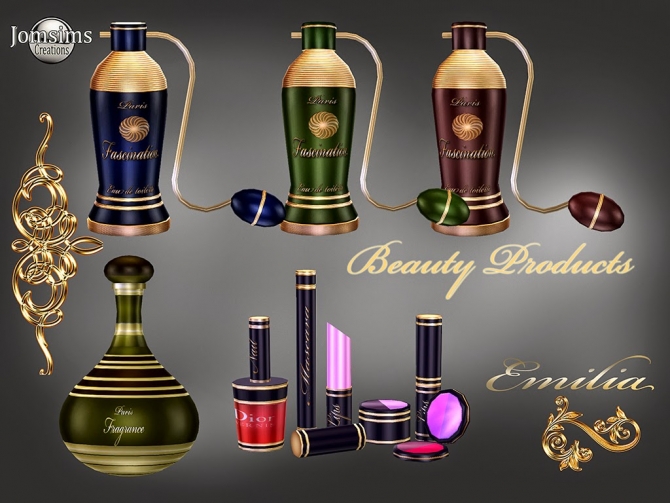 Sims 4 Emilia Beauty set perfumes at Jomsims Creations