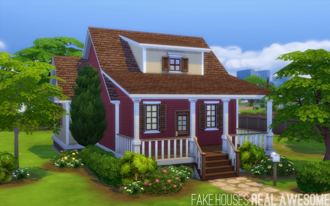 Sims 4 Little Red Bungalow at Fake Houses Real Awesome