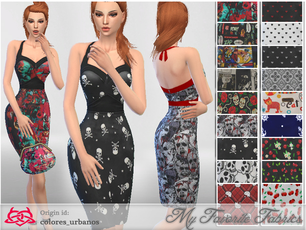 Sims 4 My Favorite Fabrics Pin Up dress 02 by Colores Urbanos at TSR