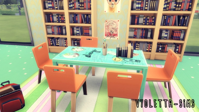 Sims 4 Table with stickers at Mandarina’s Sim World