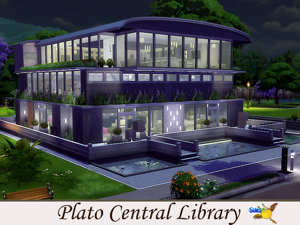 Sims 4 Plato Central Library by Evi at TSR