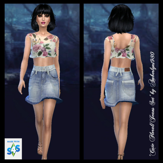 Sims 4 Cute Floral Jeans Outfit at Amberlyn Designs