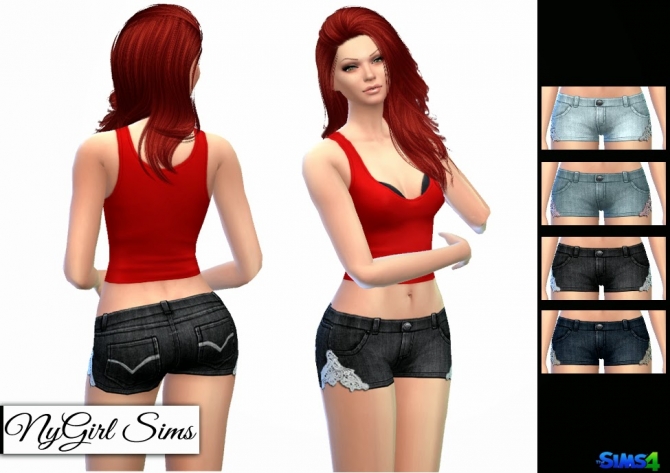 Sims 4 Lace Trim Denim Shorts at NyGirl Sims