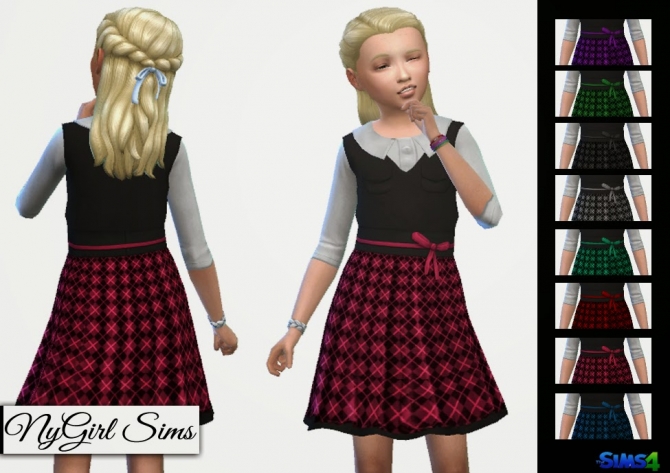 Sims 4 Collared Tartan Dress with Vest at TSR