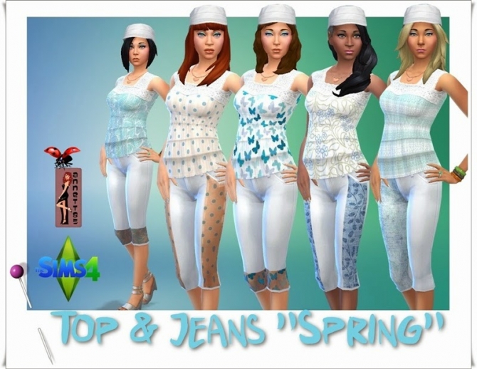 Sims 4 Spring Top & Jeans at Annett’s Sims 4 Welt