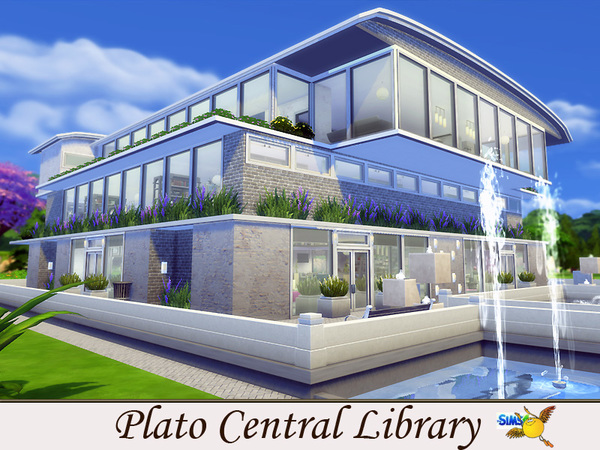 Sims 4 Plato Central Library by Evi at TSR