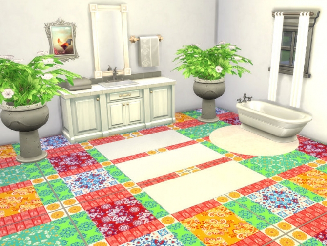 Sims 4 Colourful Floor Tiles 4 Patterns at Leander Belgraves