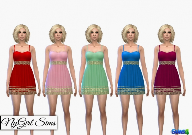 Sims 4 Spaghetti Strap Embroidered Sundress at NyGirl Sims