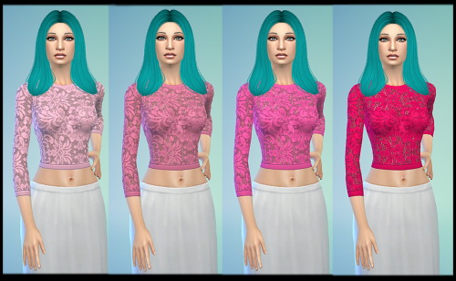 Sims 4 Lace Crop tops recolor at Tacha 75